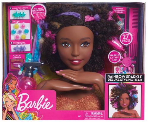 Głowa Afro do Czesania Stylizacji Barbie DELUXE Wizaż Manicure 30 cm. 27 el.