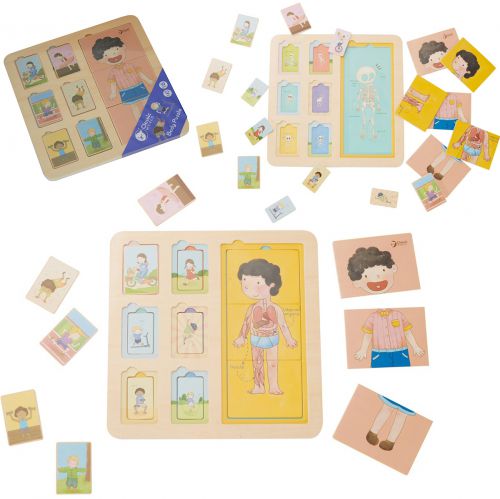 CLASSIC WORLD Tablica Edukacyjna Ciało Ludzkie Układanka Klocki Puzzle dla Dzieci Dopasuj MONTESSORI