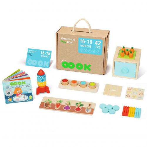TOOKY TOY Box Pudełko XXL Montessori Edukacyjne 7w1 Sensoryczne 16-18 Mies.